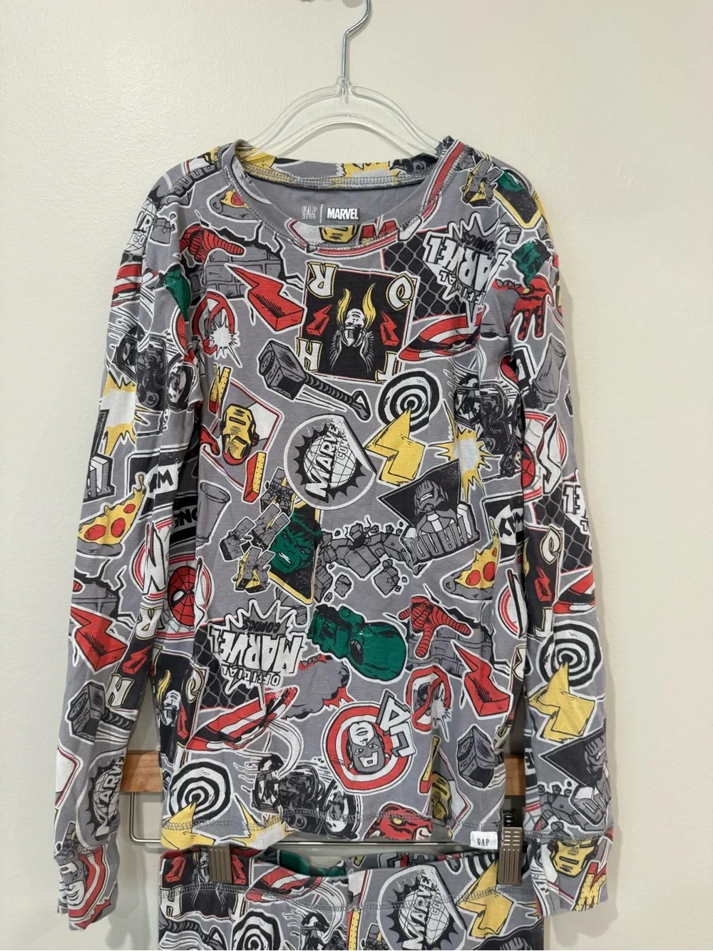 GAP Kids Marvel Gray Organic Cotton Sleep Set Long Sleeve Pants